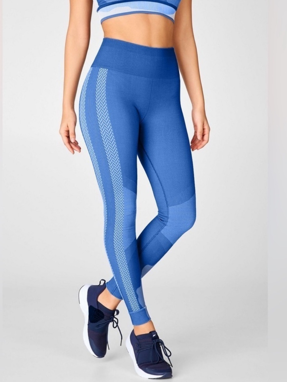 FABLETICS Blue & White High-Waisted Seamless Check Yoga Pants Legging S